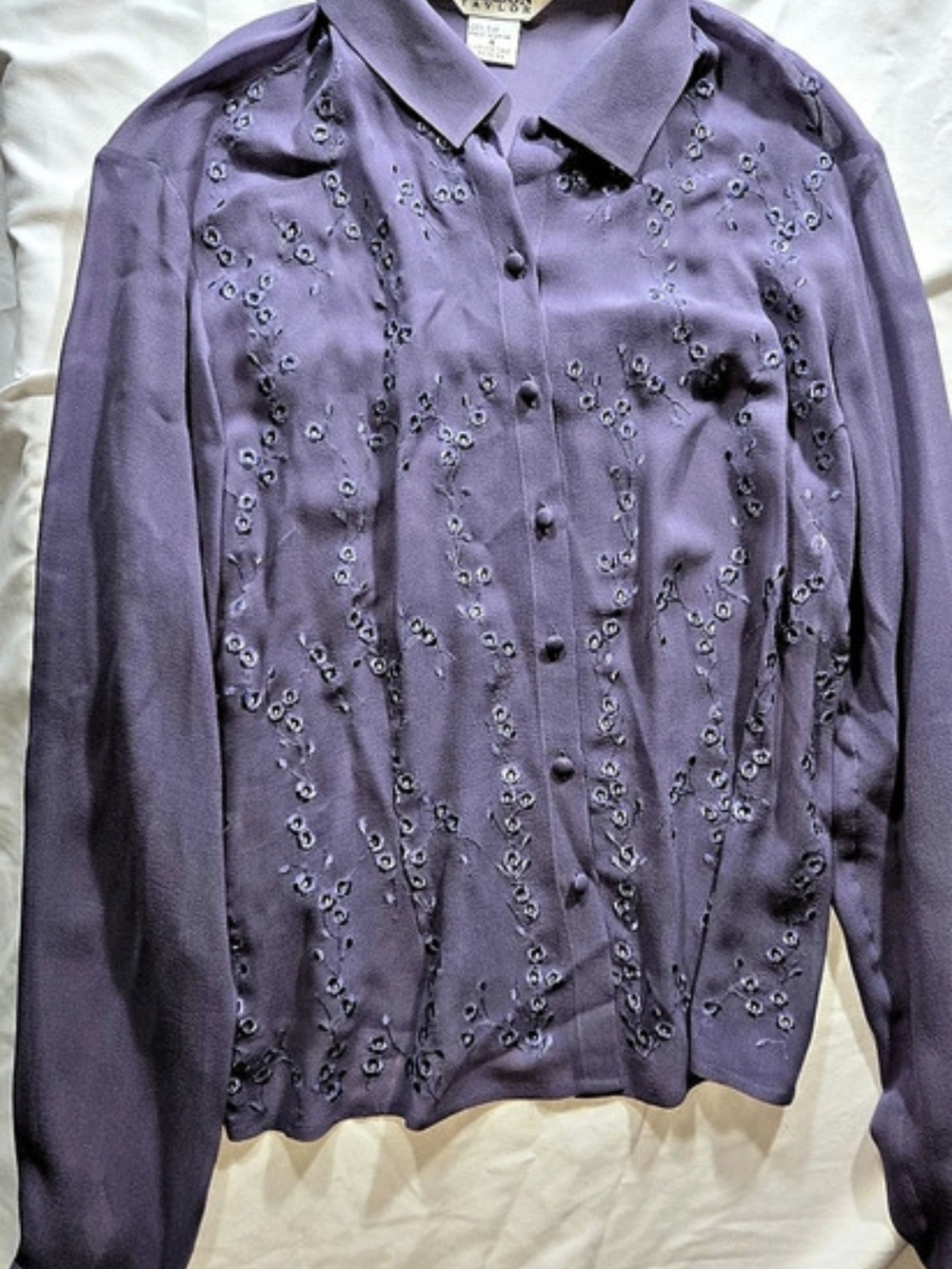 Allison Taylor Floral Long Sleeve Blouse Purple Size Medium